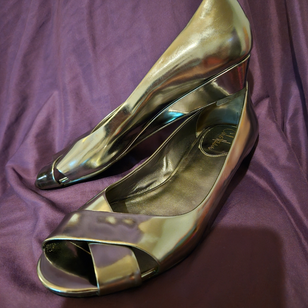 Metallic Peep-Toe Women Shoes By COLE HAAN sz10